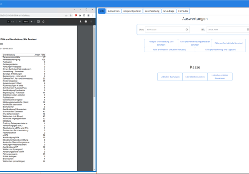 Bild Auswertungsliste Gebühren und Buchungen