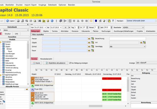 Bild, synCapitol Classic Übersicht Belegung