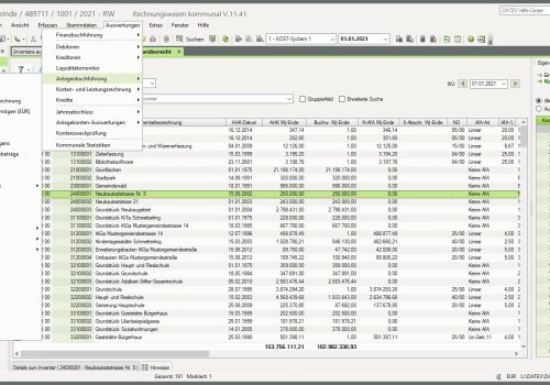 Hier sehen Sie den Aufbau der Oberfläche der DATEV Arbeitsplatz-Anlagenbuchführung.