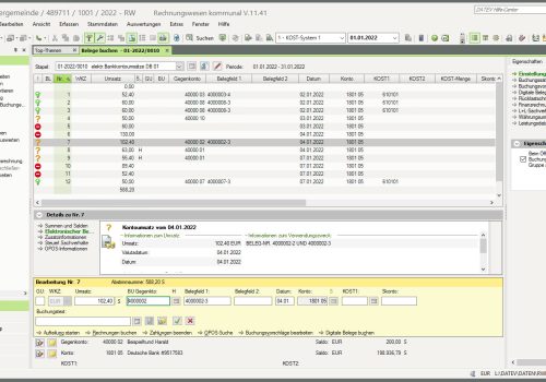 Hier sehen Sie den Aufbau der Oberfläche für das Buchen von Belegen in DATEV am Arbeitsplatz.