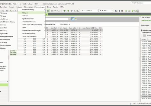 Hier sehen Sie den Aufbau der Oberfläche für Auswertungen in DATEV Arbeitsplatz.